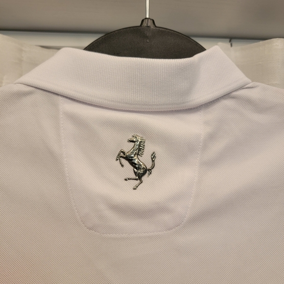 Ferrari Men's SS Recycled Tech Piquet PR Horse Polo White Size Medium NWT - Picture 9 of 17